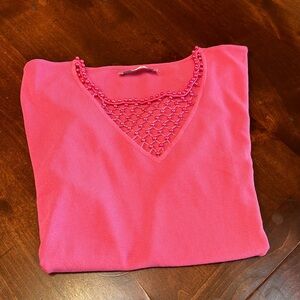 Ptp 20 inches length 24 inches pink, short sleeve V-neck with beads